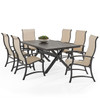 Lodge Aged Bronze Aluminum with Kipton Pebble Sling 7 Piece Dining Set + 72 x 42 in. Table
