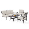 Milan Aged Bronze Cast Aluminum with Cushions 4 Piece Sofa Group + 45 x 24 in. Coffee Table