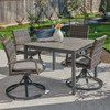 Contempo Husk Outdoor Wicker with Cushions 5 Piece Swivel Dining Set + 41 in. Sq. Table