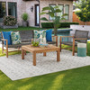 Hampton Driftwood Outdoor Wicker and Solid Teak 3 Piece Sofa Group + 35 in. Sq. Coffee Table