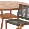 Hampton Driftwood Outdoor Wicker and Solid Teak 7 Piece Side Dining Set + 59 in. D Table