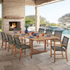 Hampton Driftwood Outdoor Wicker and Solid Teak 9 Piece Arm Dining Set + 87-118 x 47 in. Bristol Extension Table