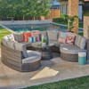 San Lucas Outdoor Wicker with Cushions 6 Piece Cuddle Beds Contour Sectional Group + 42 in. D Coffee Table