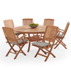 Westport Teak with Cushions 7 Piece Arm Dining Set + Bristol 59 in. D Table