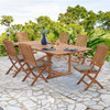 Westport Teak with Cushions 7 Piece Arm Dining Set + Bristol 67-87 x 47 in. Extension Table