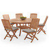 Westport Teak with Cushions 7 Piece Armless Dining Set + Bristol 59 in. D Table
