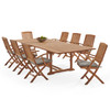 Westport Teak with Cushions 9 Piece Arm Dining Set + Bristol 87-118 x 47 in. Extension Table