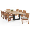 Pembroke Teak with Cushions 9 Piece Dining Set + Balencia 87-118 x 47 in. Extension Table