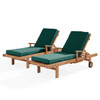 Eastchester Natural Stain Solid Teak With Cushions 2 Piece Chaise Lounge Set