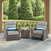 Contempo Husk Outdoor Wicker with Cushions 3 Piece Recliner Set + 20 in. Sq. End Table