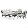 Hill Country Aged Bronze Aluminum and Cushion 4 Piece Sofa Group + 48 x 28 in. Coffee Table