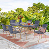 Parisian Cafe Cane Aluminum with Wicker 7 Piece Arm Dining Set + 72 x 42 in. Table