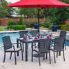 Miami Dark Grey Aluminum and Cushion 7 Piece Dining Set with 63 x 36 in. Table -