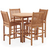 Eastchester Teak with Cushions 5 Piece Bar Set + 43 in. D Table