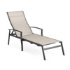 Ventura Textured Black Aluminum with Mica Pearl Sling 3 Piece Chaise Set + 24 in. Sq. End Table