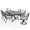 Hill Country Aged Bronze Aluminum and Cushion 7 Piece Combo Dining Set + 84 x 42 in. Table -