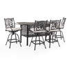 Milan Aged Bronze Cast Aluminum with Cushions 5 Piece Party Set + 72 x 36 in. Party Bar