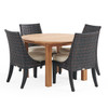 Tangiers Cabernet Outdoor Wicker and Sailcloth Brown Rice Cushions 5 Piece Side Dining Set + Oxford 48 in. D Table