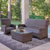 Tribeca Husk Outdoor Wicker with Concealed Cushions 3 Piece Swivel Sofa Group + 48 x 26 in. Coffee Table