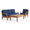 Grand Banks Teak with Cushions 3 Piece Sofa Group + 47 x 31 in. Coffee Table