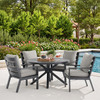 Montecito Charcoal Aluminum with Cushions 5 Piece Dining Set + 48 in. D Table