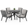 Montecito Charcoal Aluminum with Cushions 5 Piece Dining Set + 48 in. D Table