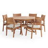 Warwick Teak with Cushions 7 Piece Dining Set + Bristol 59 in. D Table