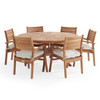 Warwick Teak with Cushions 7 Piece Dining Set + Bristol 59 in. D Table