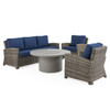 Sonoma Husk Outdoor Wicker with Cushions 4 Piece Sofa Group + 48 in. D Sintered Fire Pit Table