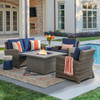 Sonoma Husk Outdoor Wicker with Cushions 4 Piece Loveseat Group + 42 in. Sq. Sintered Fire Pit Table