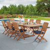 Westport Teak with Cushions 9 Piece Arm Dining Set + Bristol 87-118 x 47 in. Extension Table