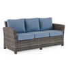 Venice Silver Oak Outdoor Wicker with Cushions 6 Piece Sofa Group + 59 x 32 in. Woven Top Lounge Table