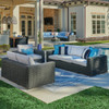Laguna Smoke Outdoor Wicker with Cushions 3 Piece Swivel Sofa Group + Loveseat and Swivel Glider Club Chair