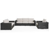 Laguna Smoke Outdoor Wicker with Cushions 3 Piece Swivel Sofa Group + Loveseat and Swivel Glider Club Chair