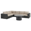 Laguna Smoke Outdoor Wicker with Cushions 5 Piece Sectional + 48 in. D Fire Pit Table