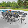 Tivoli Matte Black Cast Aluminum with Cushions 11 Piece Dining Set + 71-103 x 44 in. Extension Table
