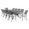 Tivoli Matte Black Cast Aluminum with Cushions 11 Piece Dining Set + 71-103 x 44 in. Extension Table