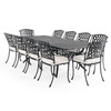 Tivoli Matte Black Cast Aluminum with Cushions 11 Piece Dining Set + 71-103 x 44 in. Extension Table