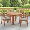 Warwick Teak with Cushions 5 Piece Dining Set + Oxford 48 in. D Table