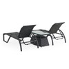 Terrace Outdoor Wicker 3 Piece Arm Chaise Lounge Set + 32 x 18 in. Side Table