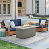 Castello Teak with Cushions 3 Piece Sofa Group + 52 x 32 in. Sintered Fire Pit