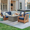 Castello Teak with Cushions 4 Piece Sofa Group + 42 in. Sq. Sintered Fire Pit