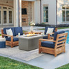 Castello Teak with Cushions 4 Piece Loveseat Group + 52 x 32 in. Sintered Fire Pit