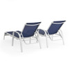 Malibu White Aluminum with Navy Sling 2 Piece Chaise Lounge Set