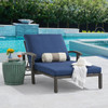 Fairmont Aged Bronze Aluminum with Cushions 2 Piece Double Chaise Lounge Set + Sea Glass 20 in. D Fluted Side Table