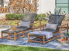 Hampton Driftwood Outdoor Wicker and Solid Teak 3 Piece Chaise Lounge Set + 20 in. D Sea Glass Concrete Fluted Side Table