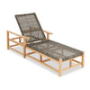 Hampton Driftwood Outdoor Wicker and Solid Teak 3 Piece Chaise Lounge Set + 20 in. D Sea Glass Concrete Fluted Side Table