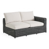 Laguna Smoke Outdoor Wicker and Solid Teak with Cast Pumice Cushions 5 Piece Sectional + 55 X 31 in. Coffee Table