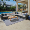 Laguna Smoke Outdoor Wicker and Solid Teak with Cast Pumice Cushions 7 Piece Sectional + 55 X 31 in. Coffee Table