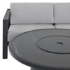 St. Lucia Midnight Aluminum with Canvas Granite Cushions 4 Piece Swivel Sofa Group + 48 in. D Fire Pit Table